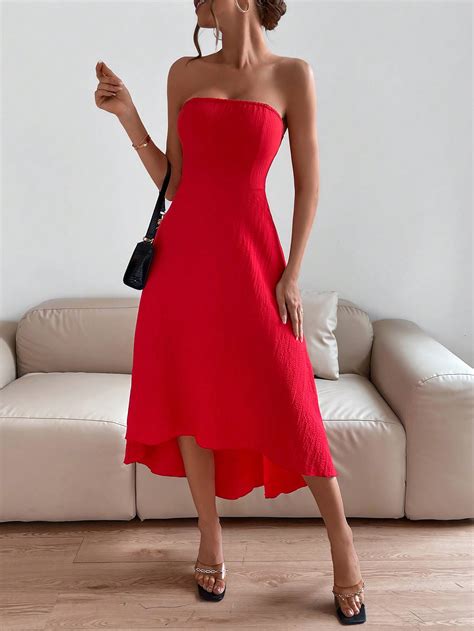 Shein Vcay Solid Tube Dress Shein Usa