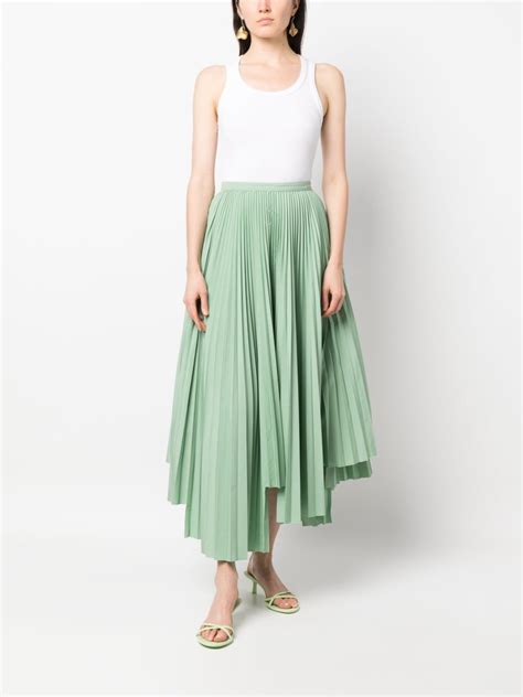 Plan C Asymmetric Pleated Skirt Green Farfetch