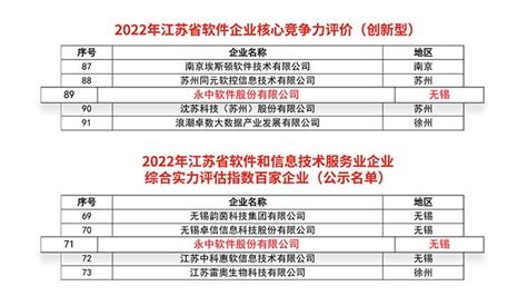 永中软件连续入选两项2022年江苏省软件行业榜单信创产业网