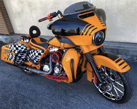 Custom Orange Harley Davidson Motorcycle