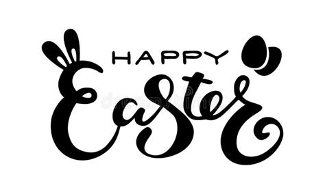 Cute Happy Easter Lettering Quote With Bunny Ears Stock Vector