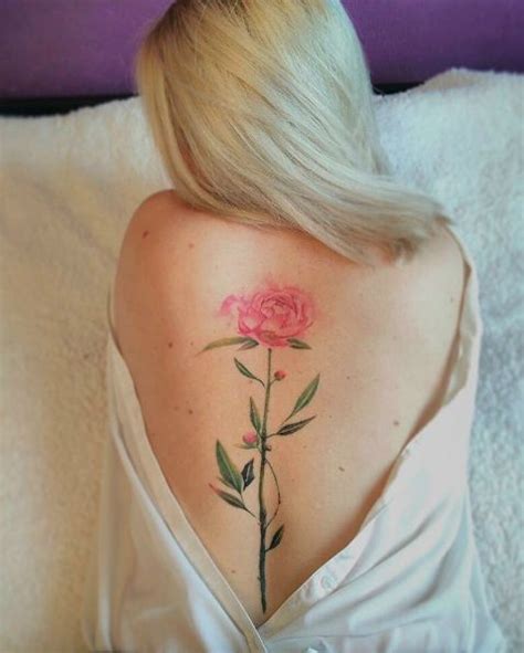 Beautiful Red Rose Spine Tattoo For Women Tattoos For Women Flowers