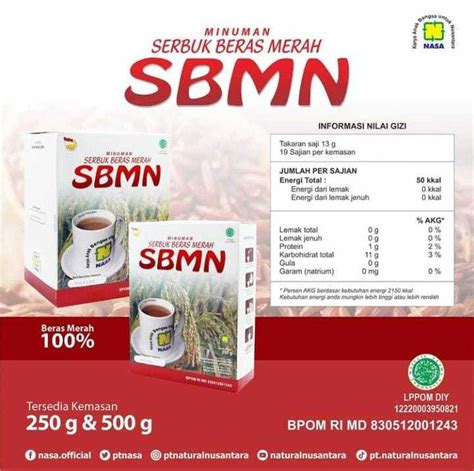 SBMN Serbuk Beras Merah Natural Nasa 500gr Lazada Indonesia