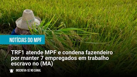 TRF1 Atende MPF E Condena Fazendeiro Por Manter 7 Empregados Em