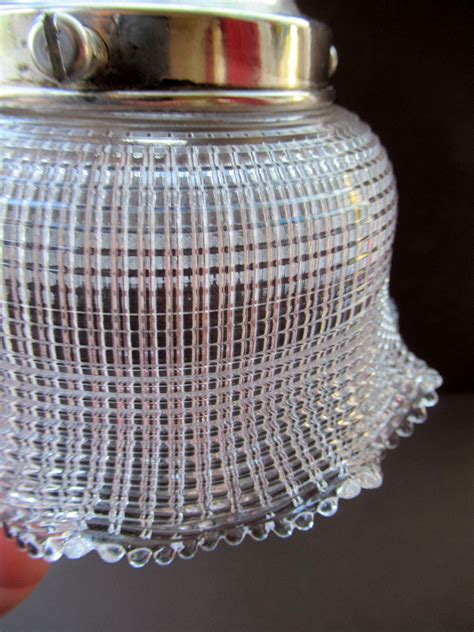 Antique Edwardian Holophane Ribbed Glass Lamp Shade With Frilled Edge Iconic Edinburgh