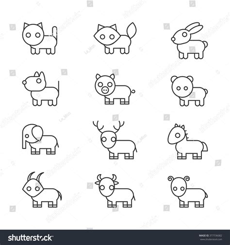 Cute Animal Icons Stock Vector (Royalty Free) 377736082 | Shutterstock