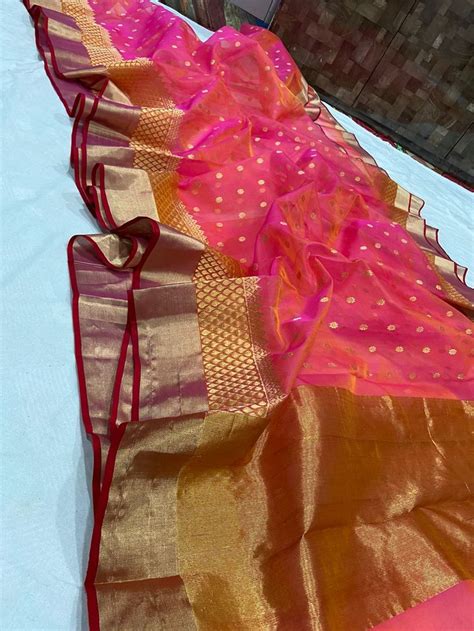 Buy Mandy Color Organza Chanderi Katan Silk Saree ZR 609 Online In India