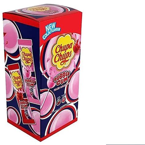 Chupa Chups, Bubble Gum Filled Lollipops, Assorted Flavours 600g (Pack ...