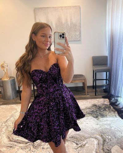 Sweetheart A Line Dark Purple Sequins Short Hoco Dresses Short Party