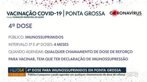 Ponta Grossa libera 4ª dose da vacina contra Covid para