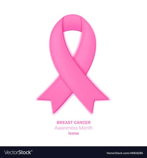 Breast Cancer Awreness Month Icon Pink Ribbon Vector Image