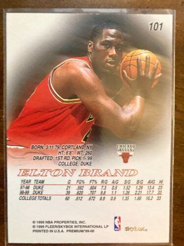 Skybox Premium Elton Brand Rookie Card Rc Ebay