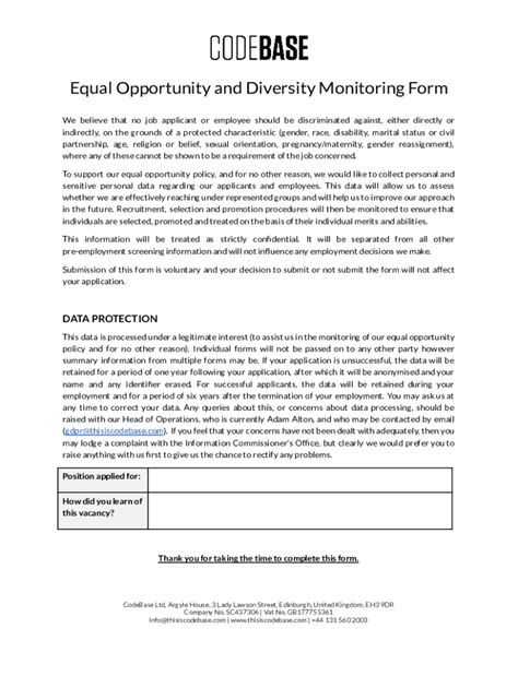 Fillable Online Equal Opportunity And Diversity Monitoring Formdocx Fax Email Print Pdffiller