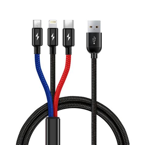 Cabo Carregador Usb Turbo 3 Em 1 Micro Usb Tipo C E Iphone