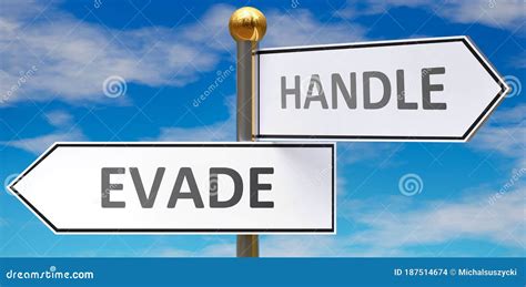 Evade And Handle As Different Choices In Life Pictured As Words Evade