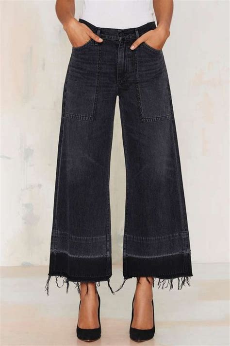 Джинсы кюлоты с контрастным отворотом (подборка) | Denim fashion, Women ...