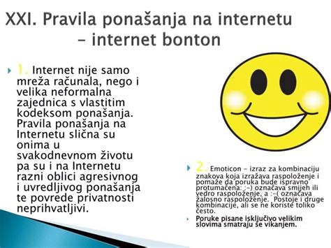 PPT XXI Pravila ponašanja na internetu internet bonton PowerPoint