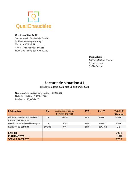 Facture De Situation Définition