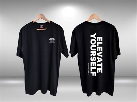 T Shirt Minimalist Aesthetic ELEVATE YOURSELF Design Uni Sex For Men Women Round Neck Black T