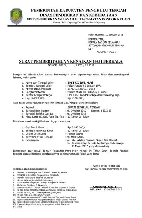 Detail Contoh Surat Kenaikan Gaji Berkala Koleksi Nomer