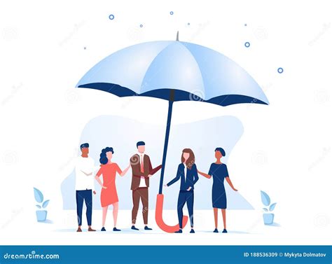 Vector Illustration Support Each Other Concept People Stand Under