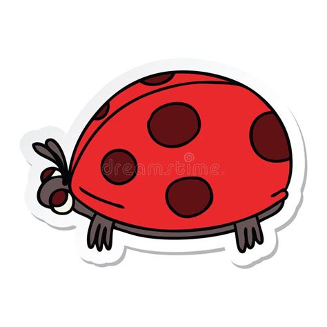 A Creative Sticker Of A Quirky Hand Drawn Cartoon Ladybird Stock Vector