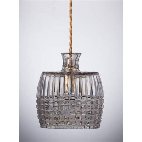 Decanter Ceiling Pendant Light In Clear Cut Leaded Crystal Glass