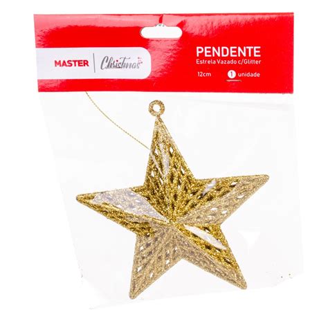 Pendente Estrela Vazada Glitter 12cm Shopee Brasil