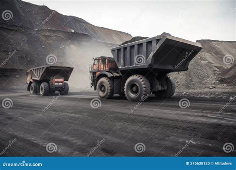 Mining Company, With Trucks And Equipment Transporting Coal From The ...