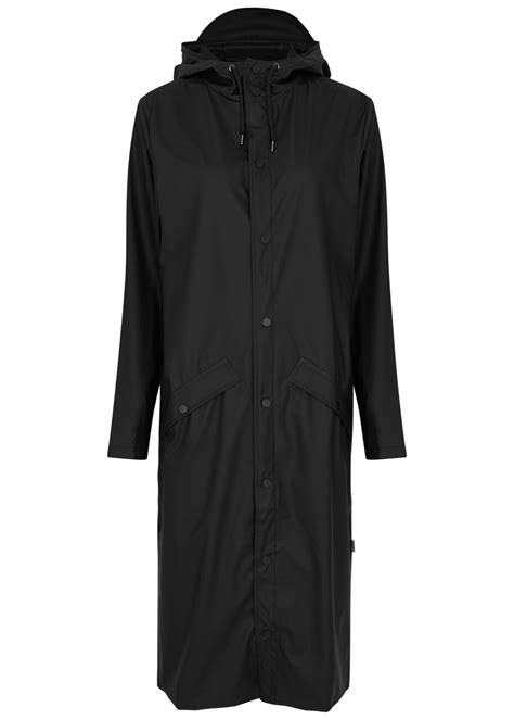 Rains Hooded Rubberised Jacket Black Editorialist