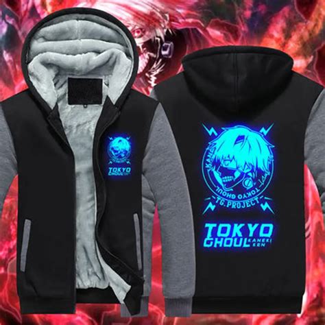 2019 Spring Anime Tokyo Ghoul Cosplay Blue Luminous Hoodie Mens Ken