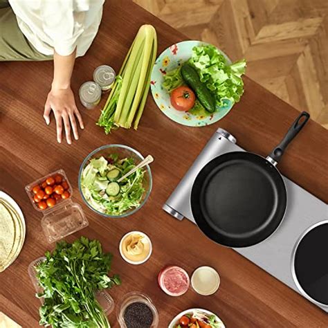 Hot Plate Techwood Electric Stove Countertop Double Burners For Cooking Infrared Ceramic 1800W