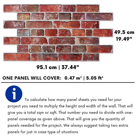 Brick Effect Wall Panels Set Of 4 Panels 188 M² 2027 Ft²