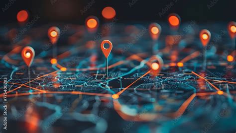 A Digital Map Featuring Interconnected Location Pins Symbolizing