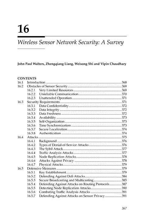 Pdf Wireless Sensor Network Security A Survey