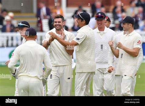 Englands James Anderson Celebrates Taking The Wicket Of Indias Murali