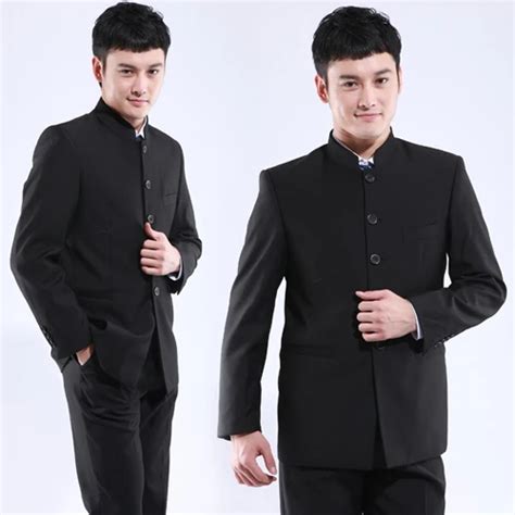 Wanjia Stand Collar Suits Zhongshan Suit Chinese Tunic Suit Black