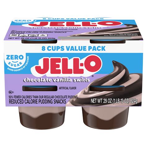 Zero Sugar Chocolate Vanilla Swirls Pudding Snack Cups Jell O