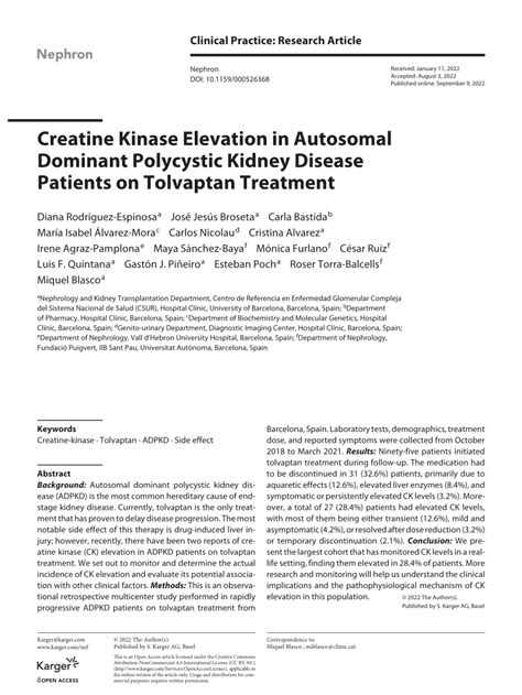 Pdf Creatine Kinase Elevation In Autosomal Dominant Polycystic Kidney