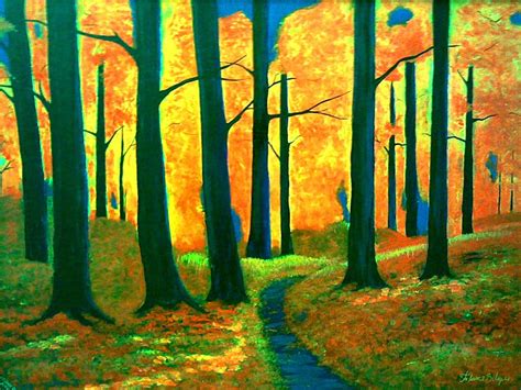 Fall Landscape Painting Forest Path Virginia Autumn Autumn - Etsy