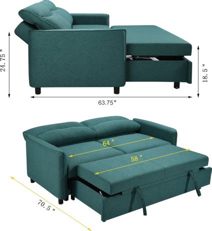 Eafurn In Convertible Sleeper Sofa Couch With Pull Out Bed Small