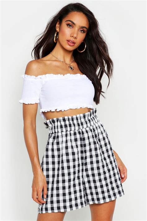 Womens Gingham Check Seersucker Shorts Boohoo Uk