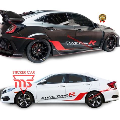 Sticker Honda Civic Type R Turbo Sedan Side Body Performance Shopee Philippines