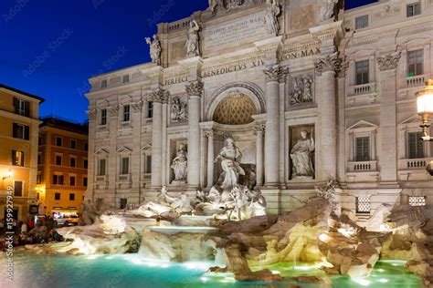 View of Trevi Fountain at sunset Stock Photo | Adobe Stock