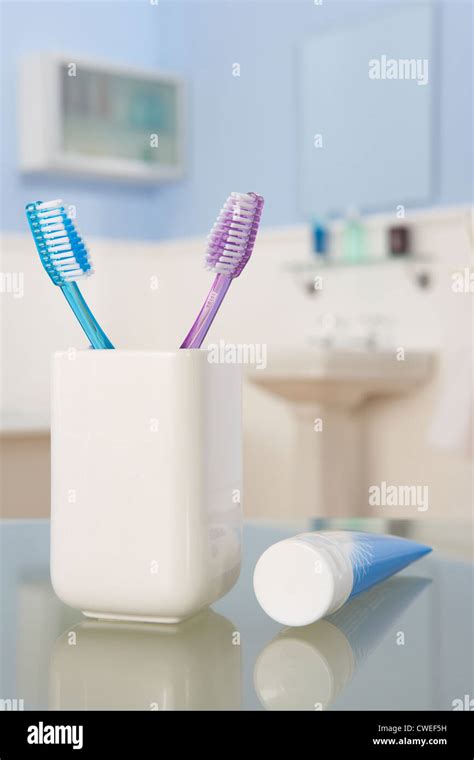 Toothbrushes And Toothpaste Stock Photo Alamy