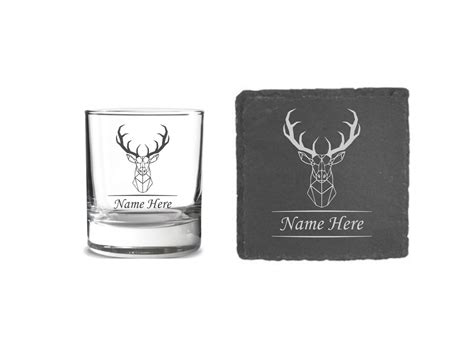 Classic Stag Head Engraved Heavy Base Whisky Tumbler Personalised