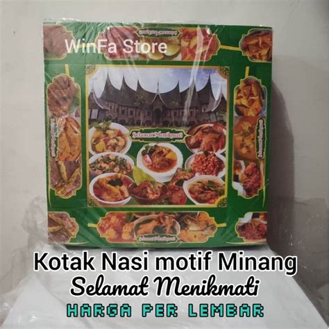 Jual Per Lembar Kotak Nasi Motif Minang Selamat Menikmati X