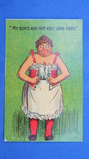 Risque Comic Postcard S Red Corset Girdle Bbw Fat Lady Stays Theme