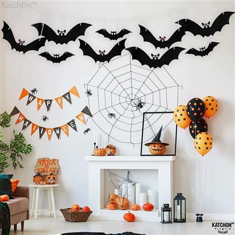 Pcs Hanging Bats Halloween Decoration Outside Large Flying Plastic