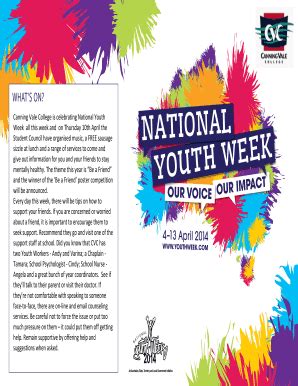 Fillable Online National Youth Week 2014 Our Voice Our Impact Whats